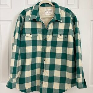 Natural Reflections Green and Cream Plaid Shacket